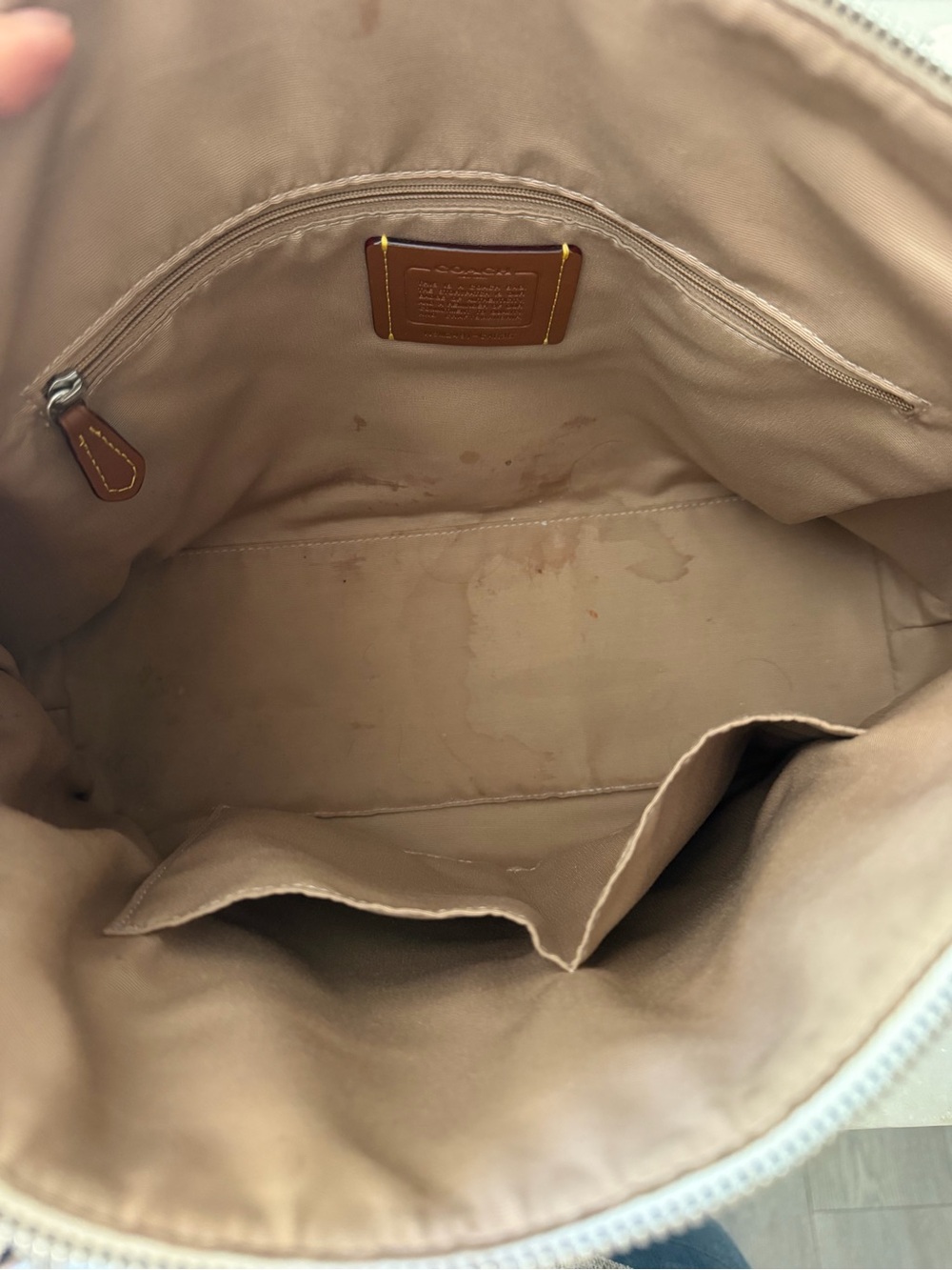 Coach Cream Tote with Yellow and Pale Pink Butterfly Print - Picture 7 of 9